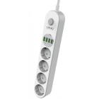 Ldnio SE4432 2.м 4 розетки(медь) +ЗУ на 4USB  2500W бел/серый