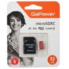 GoPower microSD32GB Class10 UHS-I (U3) 80 МБ/сек V10 с адаптером
