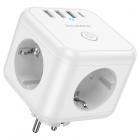Borofone BAC10 3 розетки, 3 USB+Type-C, 2500Вт